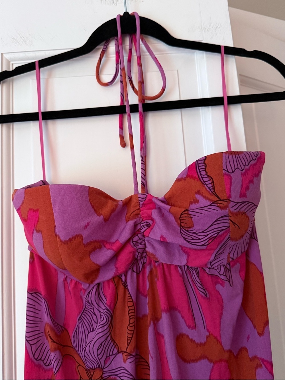 Tibi Iris Ikat Tulip Halter Maxi Dress Size S Pink Purple - Picture 3 of 5
